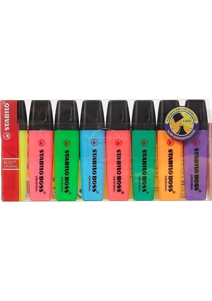 Boss Orıgınal - Fosforlu Kalem - 8'li Paket - Çeşitli Renkler