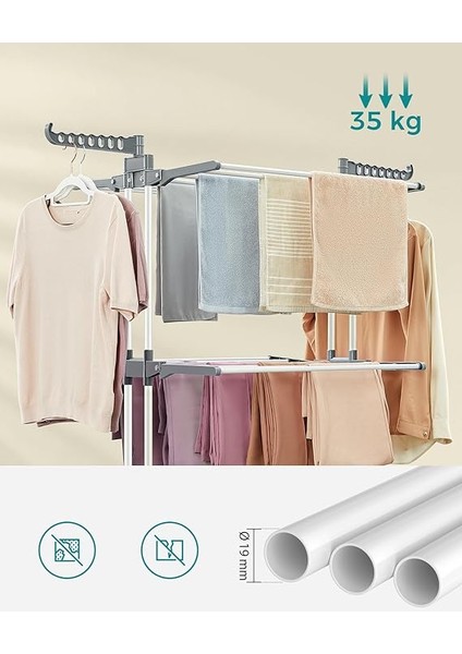 Çamaşır Kurutma Makinesi, Stand Kurutma Makinesi 4 Kademeli, Kanatlı Elbise Havalandırması, Katlanır Kanatlar, Tekerlekli, Kolay Montaj, Beyaz fırsatları