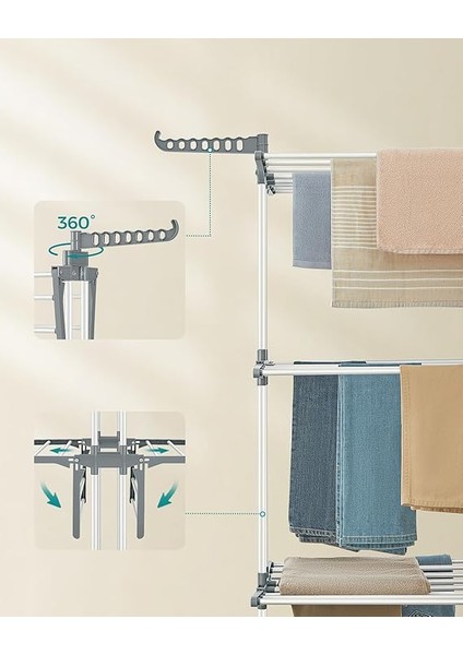 Çamaşır Kurutma Makinesi, Stand Kurutma Makinesi 4 Kademeli, Kanatlı Elbise Havalandırması, Katlanır Kanatlar, Tekerlekli, Kolay Montaj, Beyaz indirimleri