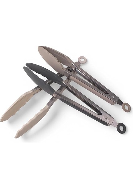 Mutfak Maşası Yemek Izgara Salata Barbekü Kızartma Maşası, Isıya Dayanıklı Paslanmaz Çelik Saplı Silikon Yemek Maşası 3 Renk Seçeneği (Gri-Krem-Bej) (Gri) indirimleri