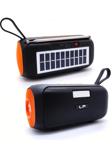 SP-430 El Fenerli Taşınabilir Solar Şarjlı Bluetooth Fm Radyo Hoparlör - Turuncu modelleri