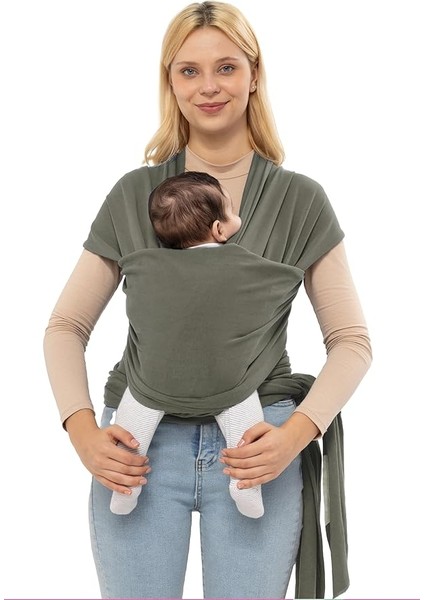 Wrap Sling - Esnek Bebek Taşıma Şalı - Yenidoğan Bebeklerin Ihtiyacı Olan Ten Teması ve M Pozisyonu Için Ideal (Yeşil)