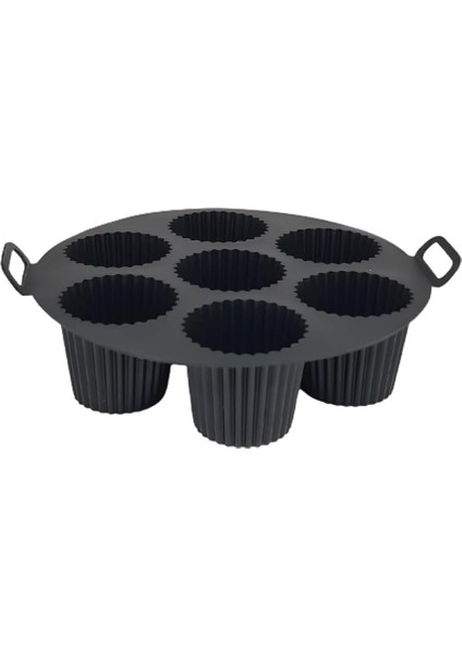 Airfryer Silikon Kek Pişirme Kalıbı 7 Bölmeli, Silikon Cupcake Kek Pişirme Kabı Air Fryer Muffin Fırın Kalıbı (1 Adet Siyah - 20 Cm) fırsatları
