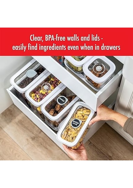 Fresh & Save Cube Saklama Düzenleyici, 5 Parçalı Orta Set, Kiler Düzenleyiciler ve Depolama, Plastik, Bpa Içermeyen Hava Geçirmez Kuru Gıda Saklama Kabı Badem, Muz Cipsi, Kuruyemiş ve Daha indirimleri