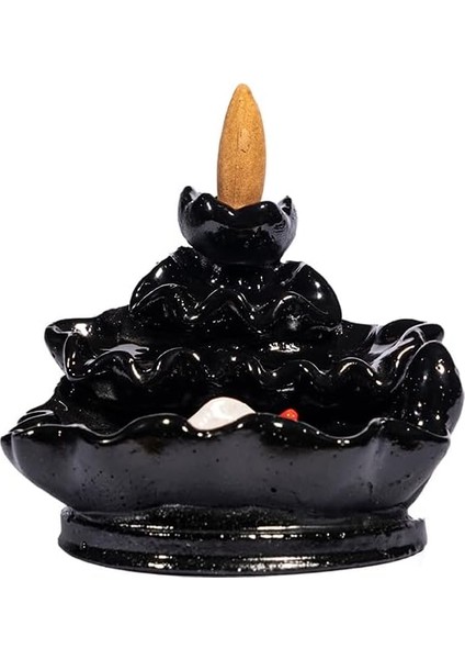 Akışlı Mistik Balık Şelale Tütsülük Black Backflow+2 Konik Tütsü Hediye (Lavanta) Hediyelik/görsel Şölen/duman Akışlı/metidasyon/yoga/ofis/ev/spa Dekorasyon