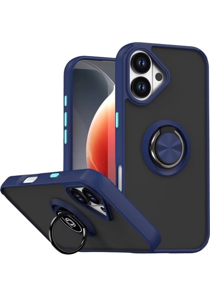 Apple Iphone 17 Montreal Yüzüklü Silikon Kapak - Lacivert