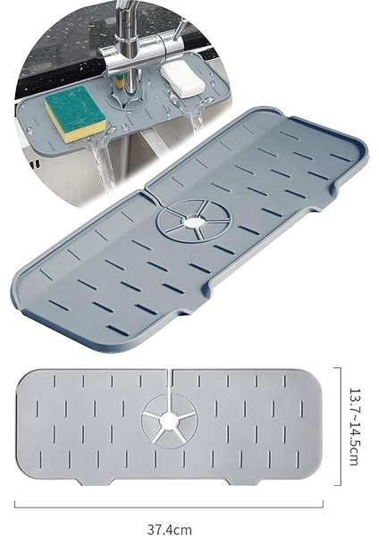 Musluk Emici Mat, Silikon Katlanabilir Musluk Sıçrama Koruması Lavabo Damlama Matı Su Tutucu Lavabo Matı Kurutma Matı Mutfak ve Banyo Için Lavabo Aksesuarları (Gri) fırsatları