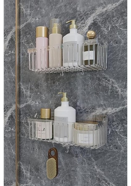 Home Banyor Yapışkanlı Banyo Rafı, 2'li Banyo Düzenleyici Organizer Banyo Duş Rafı Şampuanlık, Plstik modelleri