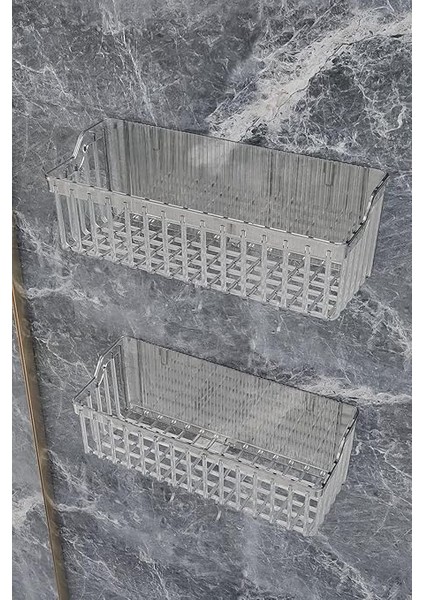 Home Banyor Yapışkanlı Banyo Rafı, 2'li Banyo Düzenleyici Organizer Banyo Duş Rafı Şampuanlık, Plstik fırsatları