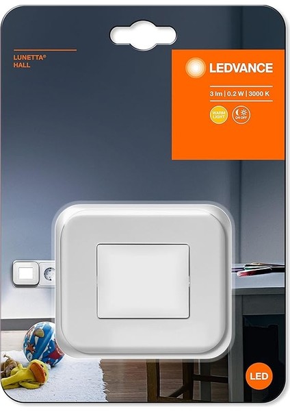 LED Gece Lambası, Iç Mekan Uygulamaları Için Lamba, Gündüz Gece Sensörü, Sıcak Beyaz, 65,0 mm x 84,0 mm x 73,0 Mm, Lunetta Hall fiyatları