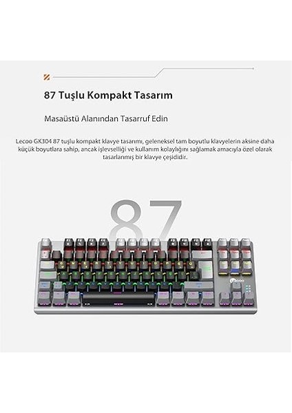 GK304 USB Kablolu Red Switch Mekanik Oyuncu Klavyesi - Makro Tuş Atamalı, Rgb LED Aydınlatmalı, Qwerty Türkçe Tuş Dizilimi, Gaming Türkçe Q Klavye Gri Ağırlıklı Gri & Siyah fırsatları