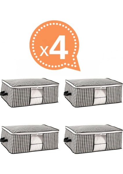 ve Yatak Altı Uyumlu 4 Adet Lüks Pencereli Dolap Düzenleyici Hurç Baza Altı Hurç 64X45X22 cm (Siyah) fiyatları