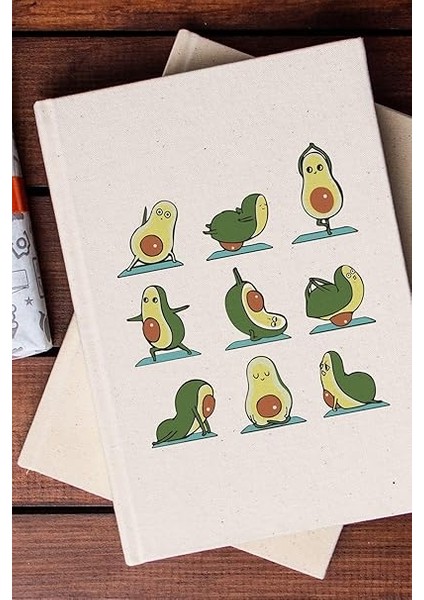 Avokado Tasarımlı Yoga Eğitmenine 100 Yaprak (200 Sayfa) Çizgisiz Kanvas Defter fırsatları