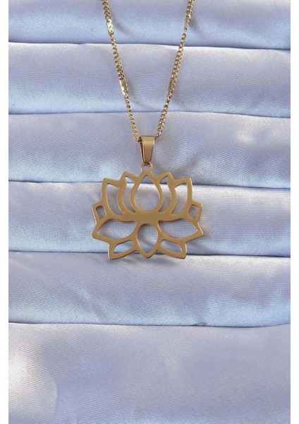 316L Altın Renk Lotus Kolye