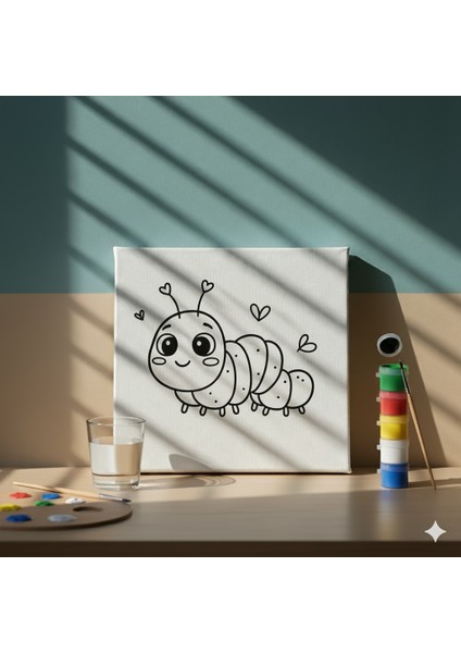 Sevimli Kalpli Tırtıl Tuval Boyama Seti | Çocuklar Için Kendin Yap Sanat Kiti ve Boyalar fiyatları