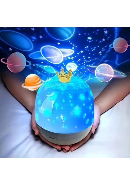 Lambası Çocuk PROJEKTÖR,360° Dönebilen Ayarlanabilir Rüyalı Atmosfer Gece Lambası Projektör Lambası Yatak Odası 21 Farklı Dünya