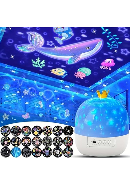 Lambası Çocuk PROJEKTÖR,360° Dönebilen Ayarlanabilir Rüyalı Atmosfer Gece Lambası Projektör Lambası Yatak Odası 21 Farklı Dünya fırsatları