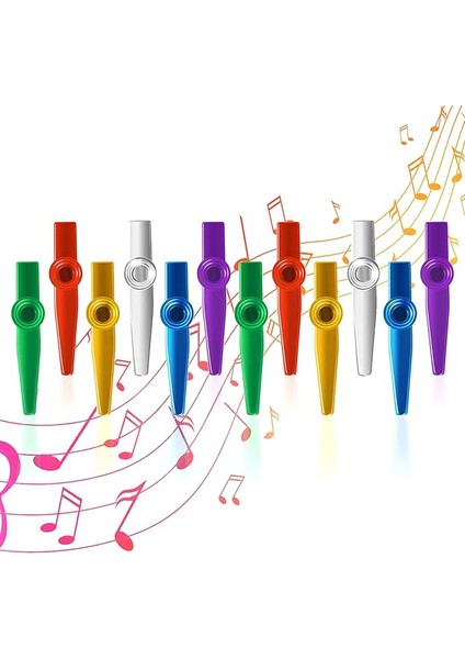 12 Adet Metal Kazoo, Membran Enstrüman, Kazoo Membran Müzik Enstrümanları, Metal Kasu Enstrümanı, Kazoo Gitar, Refakatçi Kazoo, Çocuklar, Parti, Favoriler, Hediyeler ve Müzik Severler Için, Yeni