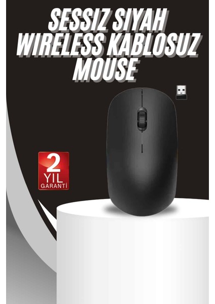Ergonomik Tasarım Kablosuz Siyah Mouse Hassas Uzun Ömürlü