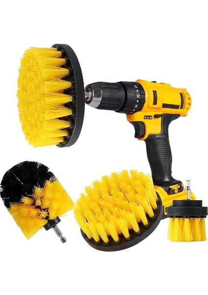Matkap Fırçası Seti, Sabitleme Kiti, 3'lü Paket, Harç, Fayans, Lavabo, Küvet, Banyo ve Mutfak Yüzeyi Için (Sarı) (Matkap Dahil Değildir)