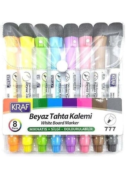Beyaz Tahta Kalemi Mıknatıslı & Silgili 8’li 777 fiyatları
