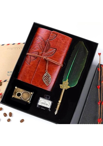 Hatıra Defteri Masa Üstü Tüylü Divit Kalem Mürekkep Seti