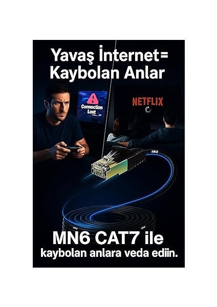 M109F Cat7 Kablo 5 Metre/bakır TEL-10GBPS-50 Mikron Altın Kaplama/5 Metre Cat7 Ethernet Kablosu (M109F Cat7, Sıyah, 5 Metre) fırsatları