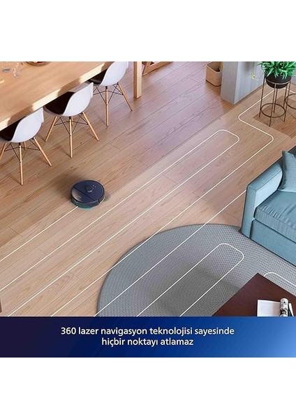 2000 Serisi Islak Kuru Moplu Robot Süpürge, Yüksek Emiş Gücü, Uzun Çalışma Süresi, Homerun Uygulaması, Lacivert, XU2000/10 modelleri