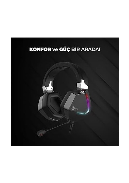 HT402 Kablolu 3.5mm Jack + USB Kulak Üstü Rgb LED Aydınlatmalı Oyuncu Kulaklığı - Ayarlanabilir Kafa Bandı, Çıkartılabilir Mikrofon, Konforlu Kulak Yastıkları, 1.8m Kablo, Gaming Kulaklık Siyah fiyatları