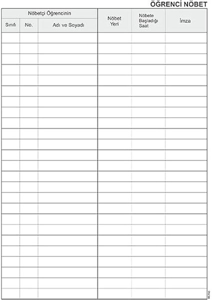 Ögrencı Nöbet Defterı Sunı Derı 100 Yaprak 21X30 modelleri