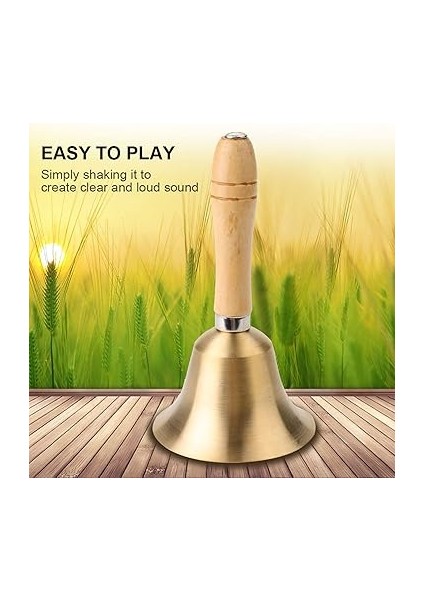 8cm Çok Fonksiyonlu El Zili, Yüksek Sesle Net Ses Oluşturmak Zarif Bakır Çan Ahşap Saplı Okul Çocukları Için Oyuncak modelleri