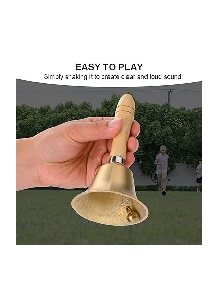8cm Çok Fonksiyonlu El Zili, Yüksek Sesle Net Ses Oluşturmak Zarif Bakır Çan Ahşap Saplı Okul Çocukları Için Oyuncak fırsatları