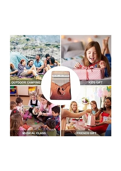 Kalimba 17 Tuşlu Başparmak Piyano Ahşap Kaplama Klavye Müzik Enstrümanı Kalimba Piyano Müzik Severler Hediye indirimleri