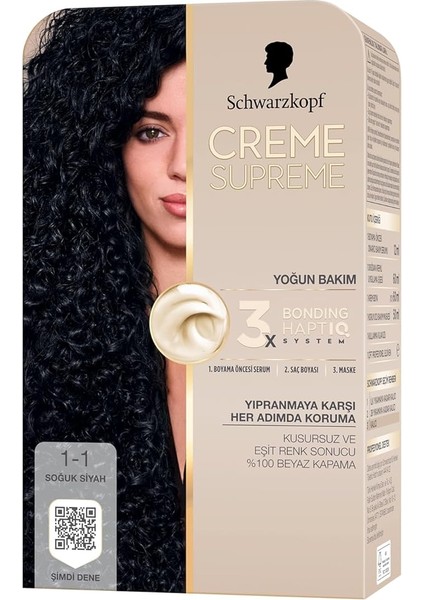 Creme Supreme Saç Boyası 1-1 Soğuk Siyah