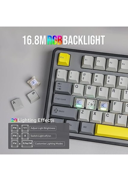 Ajazz AK980 Ekranlı Mekanik Klavye Rgb, Tam Boy Hot-Swap 3 Modlu 8000 Mah Batarya Oyun Klavyesi, Bluetooth /2.4g Kablosuz/type-C Kablolu Siyah/gift Switch fiyatları