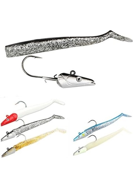 5 Adet 12CM 20GR Silikon Jig Balık Yem Seti Çipura Levrek Katili Kutulu modelleri