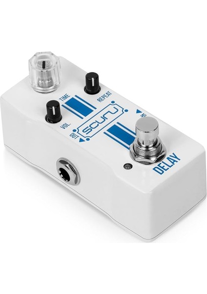 Scuru Gitar Gecikme Efekti Pedalı Zaman/ses/tekrar Kapsamlı Kontroller Dc 9V 6.35MM Giriş/çıkış Arayüzü Gerçek Bypass'lı Vintage Analog Gecikme Elektro Gitar Gecikme Efektörü Beyaz
