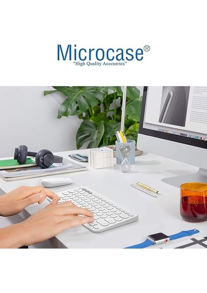 Tablet Telefon Bilgisayar Için Yuvarlak Tuşlu Bluetooth Kablosuz Klavye Android Ios Windows Uyumlu - AL3048 Beyaz fırsatları