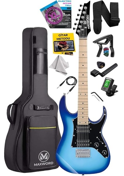 DE-150BL Maple Klavye Hh Manyetik Yüksek Kaliteli Elektro Gitar Seti