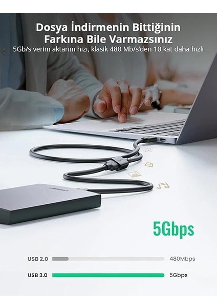 USB 3.0 Uzatma Kablosu, 50 Cm, Siyah modelleri