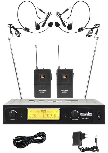 LM-202H Çiftli Kafa Telsiz Kablosuz Headset Mikrofon