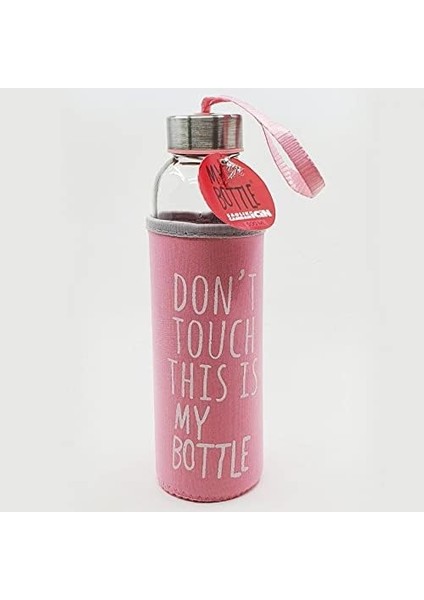 Kesesi Kişiye Özel Isimli Renkli Kılıflı Cam Su Şişesi 500 ml Pembe