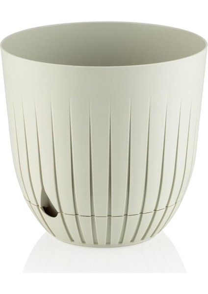 Saksı Tabaklı Delikli Plastik Çiçek Saksısı (Krem, 10 Litre)