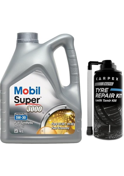Super 3000 X1 Formula Fe 5W30 Motor Yağı 4 L + 00120 Carpex Lastik Tamir Kiti