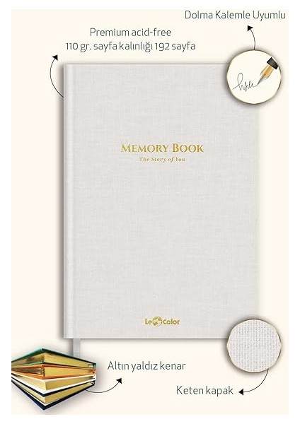 Color Memory Book Keten Hatıra Defteri Altın Kenarlı Anı Albümü Beyaz fiyatları