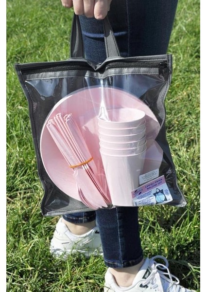 Çantalı Piknik Seti (Pembe)