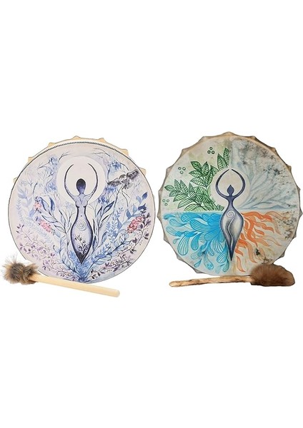 2pack Şaman Davul,hayat Anası Sibirya Davul Manevi Müzik,kuş Desen El Yapımı Şaman Davul,el Davul Ses Şifacı Şaman Davul
