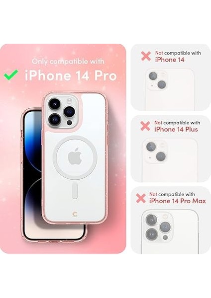 Ciel By Cyrıll iPhone 14 Pro ile Uyumlu Kılıf Shine Mag Magsafe Özellikli 360 + Cam Ekran Koruyucu (2 Adet) Rose Glitter - ACS05021 fiyatları