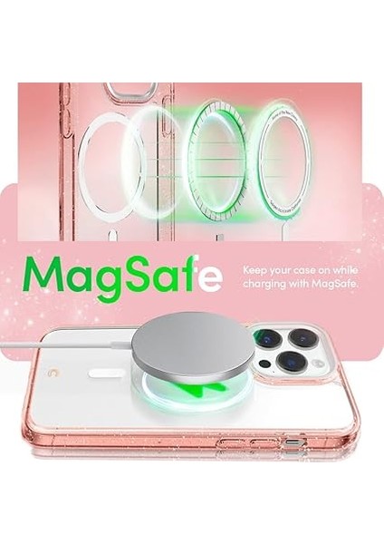 Ciel By Cyrıll iPhone 14 Pro ile Uyumlu Kılıf Shine Mag Magsafe Özellikli 360 + Cam Ekran Koruyucu (2 Adet) Rose Glitter - ACS05021 indirimleri