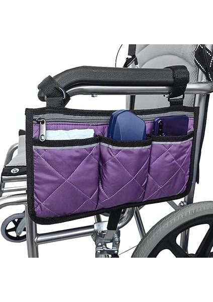 Wheelcha Kolçak Yan Çantalar Yansıtıcı Şeritler ile Wheelcha Yan Saklama Çantası Kılıfı Ev Bebek Arabası Için Mor fiyatları